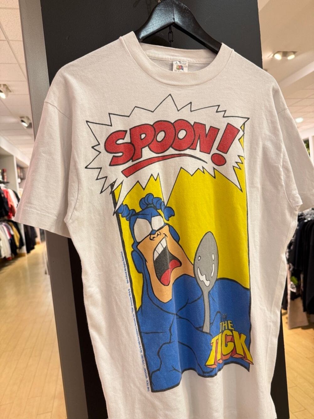 1995 The Tick Spoon! 90s Vintage Fox Superhero TV Show Tee Shirt DC Marvel